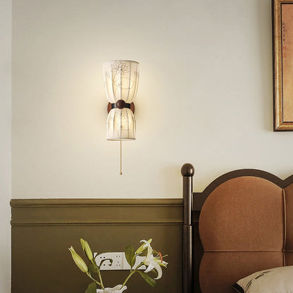 French Print Iron Fabric 1/2 - Light Wall Sconce Lamp