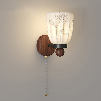 French Print Iron Fabric 1/2 - Light Wall Sconce Lamp