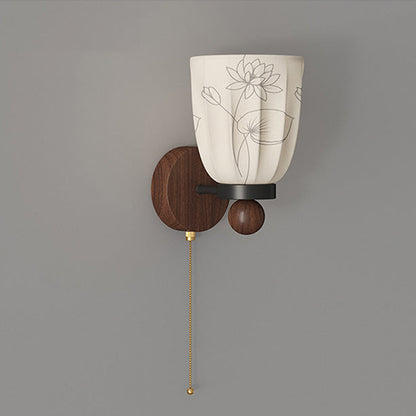 French Print Iron Fabric 1/2 - Light Wall Sconce Lamp