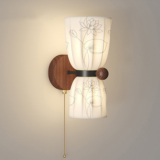 French Print Iron Fabric 1/2 - Light Wall Sconce Lamp