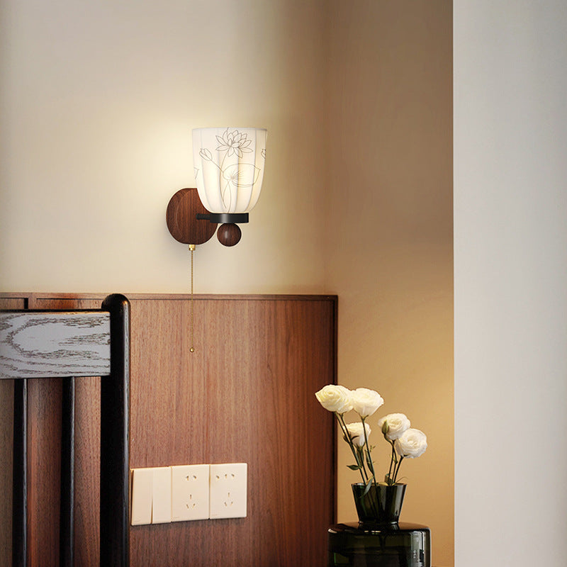 French Print Iron Fabric 1/2 - Light Wall Sconce Lamp