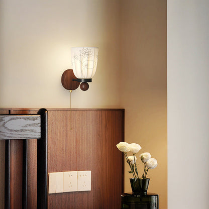 French Print Iron Fabric 1/2 - Light Wall Sconce Lamp
