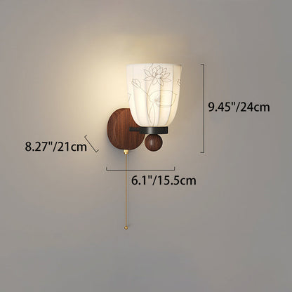 French Print Iron Fabric 1/2 - Light Wall Sconce Lamp