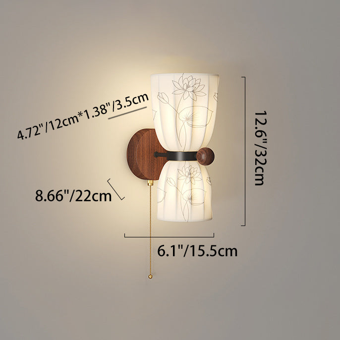 French Print Iron Fabric 1/2 - Light Wall Sconce Lamp