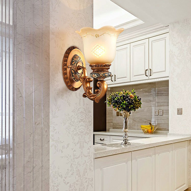 Morning Glory Resin Glass 1 - Light Wall Sconce Lamp