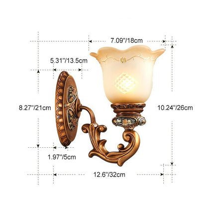 Morning Glory Resin Glass 1 - Light Wall Sconce Lamp
