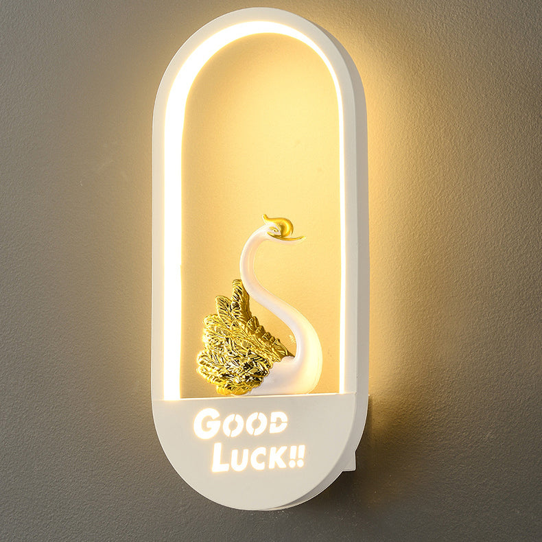 Simplicity Oval PVC Lampshade Iron LED Wall Sconce Lamp