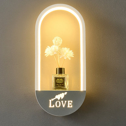 Simplicity Oval PVC Lampshade Iron LED Wall Sconce Lamp