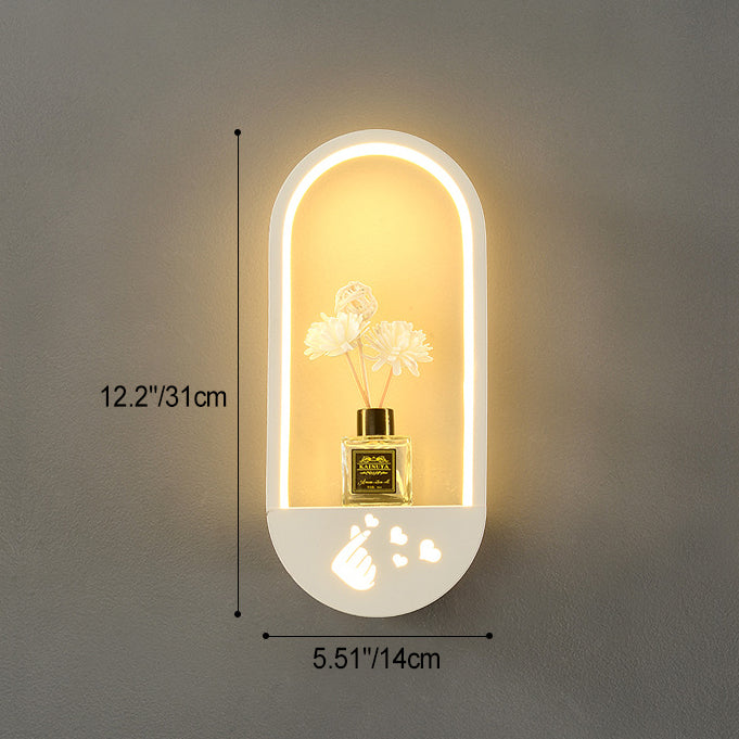 Simplicity Oval PVC Lampshade Iron LED Wall Sconce Lamp