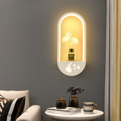 Simplicity Oval PVC Lampshade Iron LED Wall Sconce Lamp