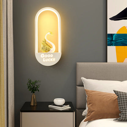 Simplicity Oval PVC Lampshade Iron LED Wall Sconce Lamp