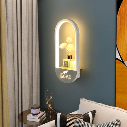 Simplicity Oval PVC Lampshade Iron LED Wall Sconce Lamp