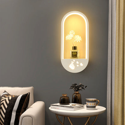 Simplicity Oval PVC Lampshade Iron LED Wall Sconce Lamp
