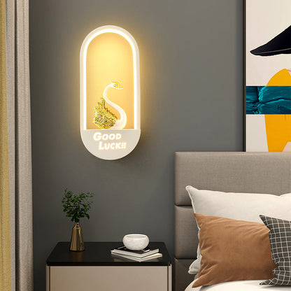 Simplicity Oval PVC Lampshade Iron LED Wall Sconce Lamp