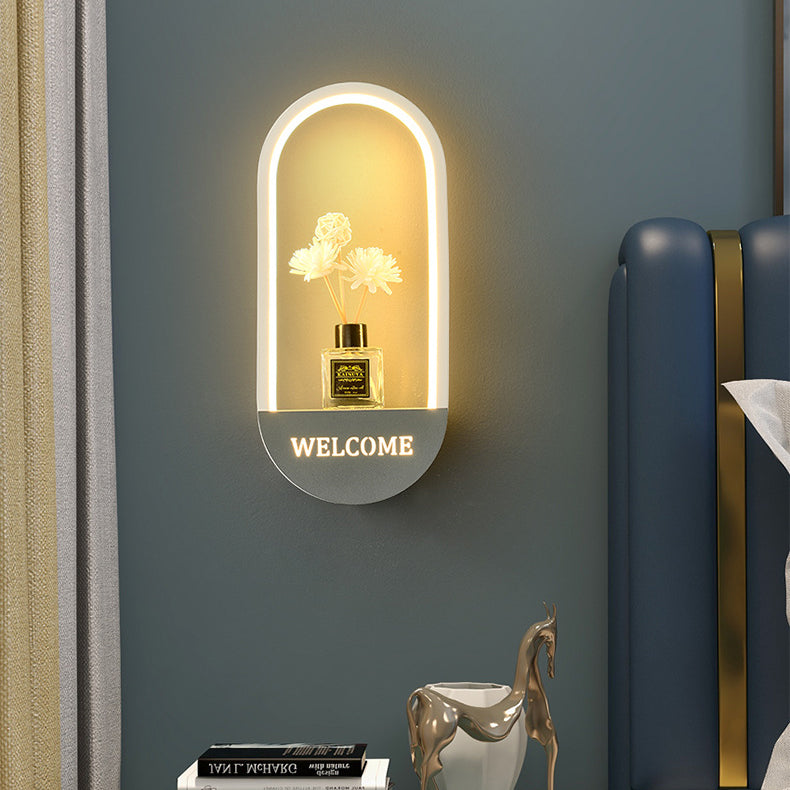 Simplicity Oval PVC Lampshade Iron LED Wall Sconce Lamp