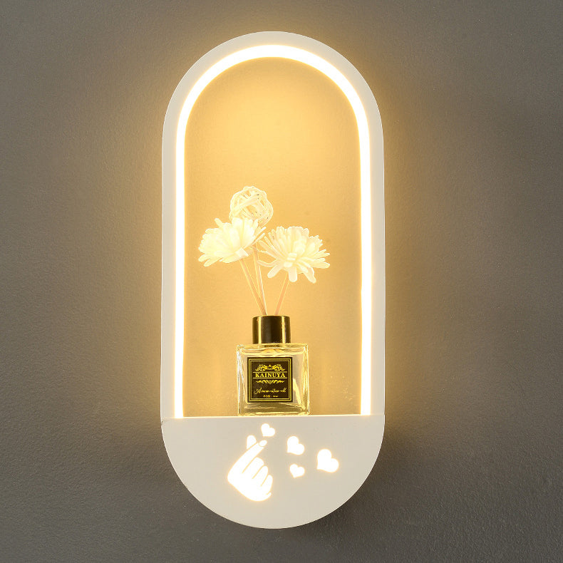 Simplicity Oval PVC Lampshade Iron LED Wall Sconce Lamp