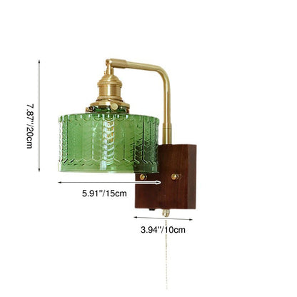 Mid-Century Glass & Brass 1-Light Wall Sconce
