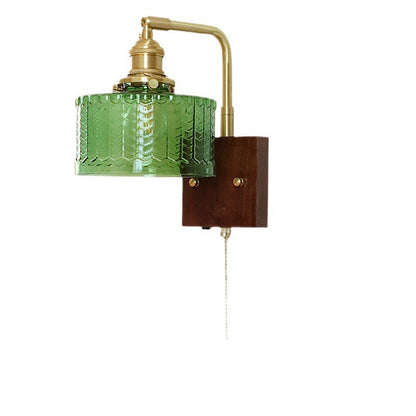 Mid-Century Glass & Brass 1-Light Wall Sconce