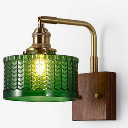 Mid-Century Glass & Brass 1-Light Wall Sconce