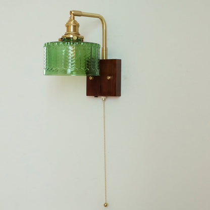 Mid-Century Glass & Brass 1-Light Wall Sconce