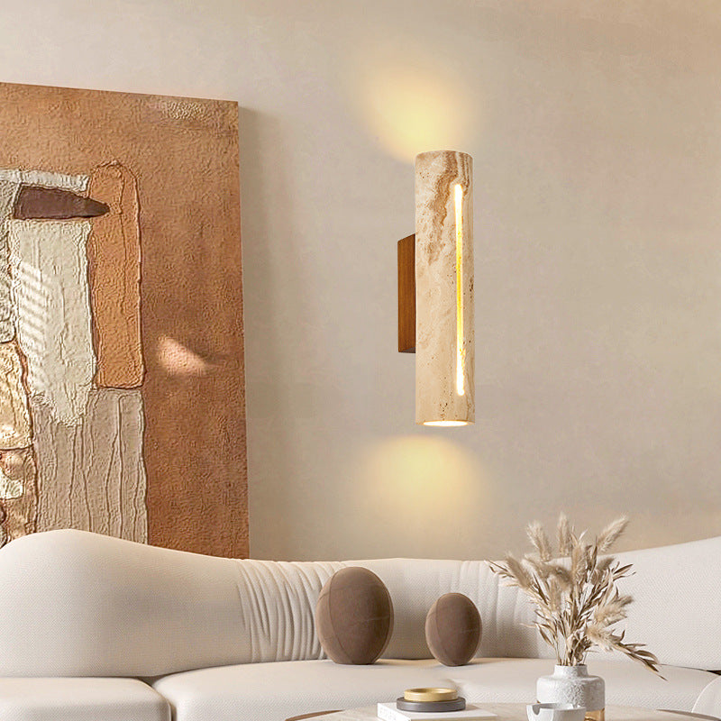 Nordic Travertine Cylinder Wall Sconce
