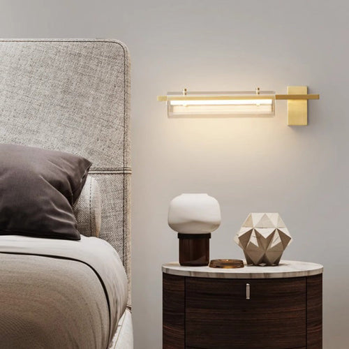 Copper Glass LED Cylinder Wall Sconce