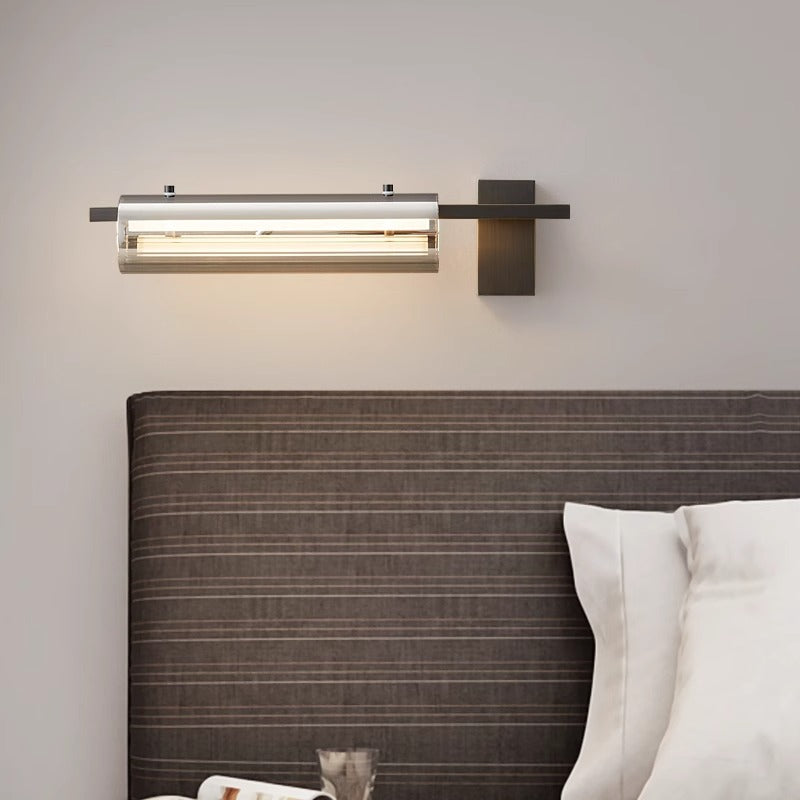 Copper Glass LED Cylinder Wall Sconce