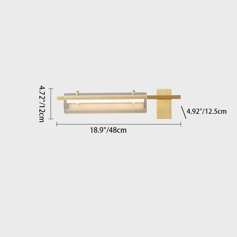 Copper Glass LED Cylinder Wall Sconce