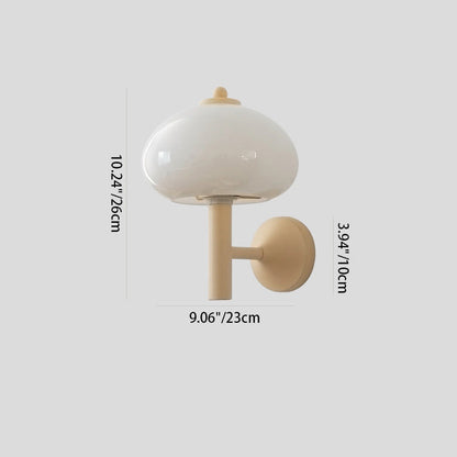 Mushroom-Shaped Glass Wrought Iron 1-light Wall Sconce Lamp
