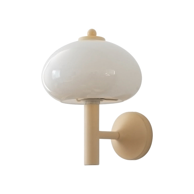 Mushroom-Shaped Glass Wrought Iron 1-light Wall Sconce Lamp