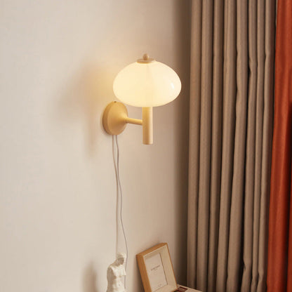 Mushroom-Shaped Glass Wrought Iron 1-light Wall Sconce Lamp