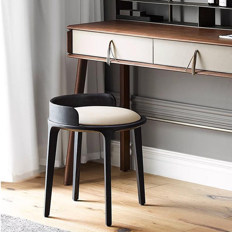 Contemporary Wood Vanity Stool