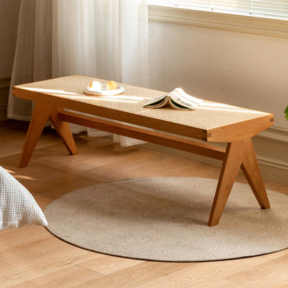 Traditional Rattan Bench