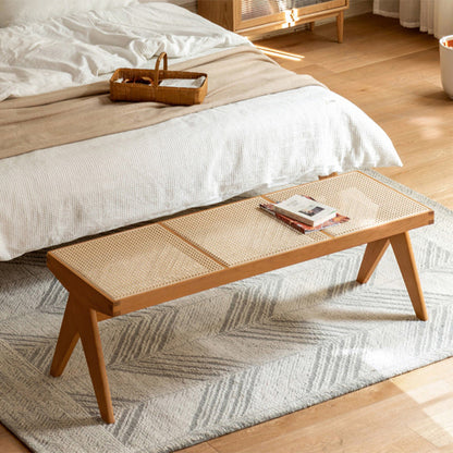 Traditional Rattan Bench