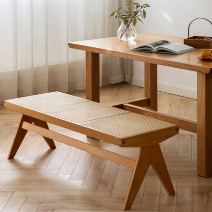 Traditional Rattan Bench