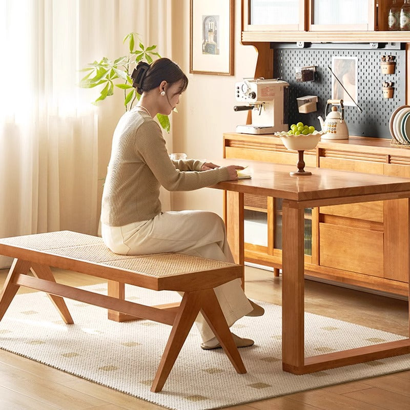 Traditional Rattan Bench