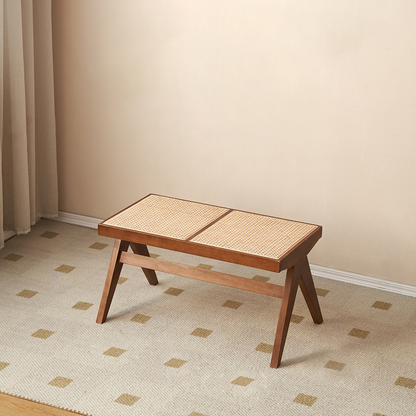 Traditional Rattan Bench
