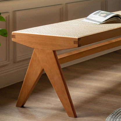 Traditional Rattan Bench