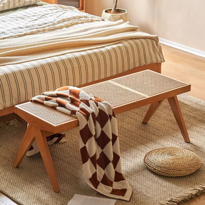 Traditional Rattan Bench