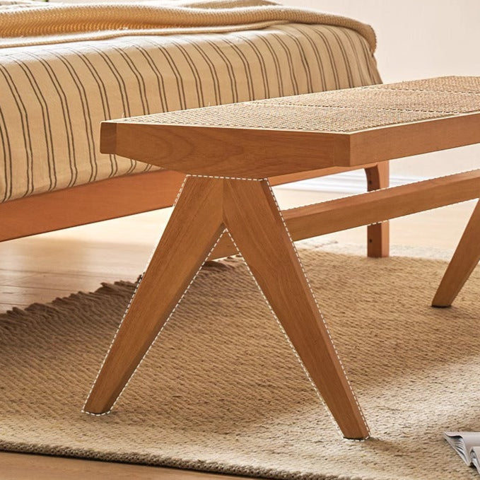 Traditional Rattan Bench