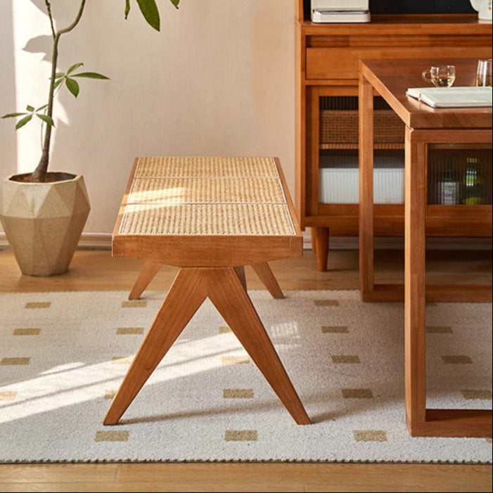 Traditional Rattan Bench