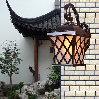 Waterproof & Glass Lantern-Style 1-Light Wall Sconce Lamp