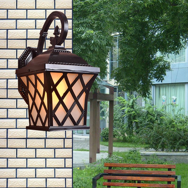 Waterproof & Glass Lantern-Style 1-Light Wall Sconce Lamp