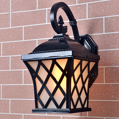 Waterproof & Glass Lantern-Style 1-Light Wall Sconce Lamp