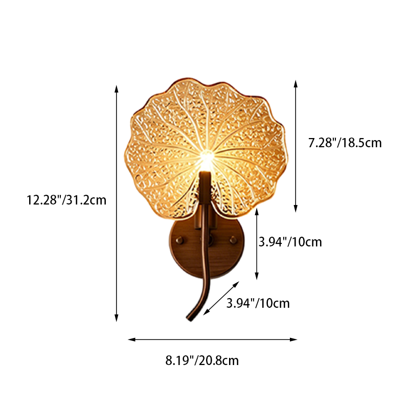 Round Glass Iron 1-Light Lotus-Shaped Wall Sconce Lamp