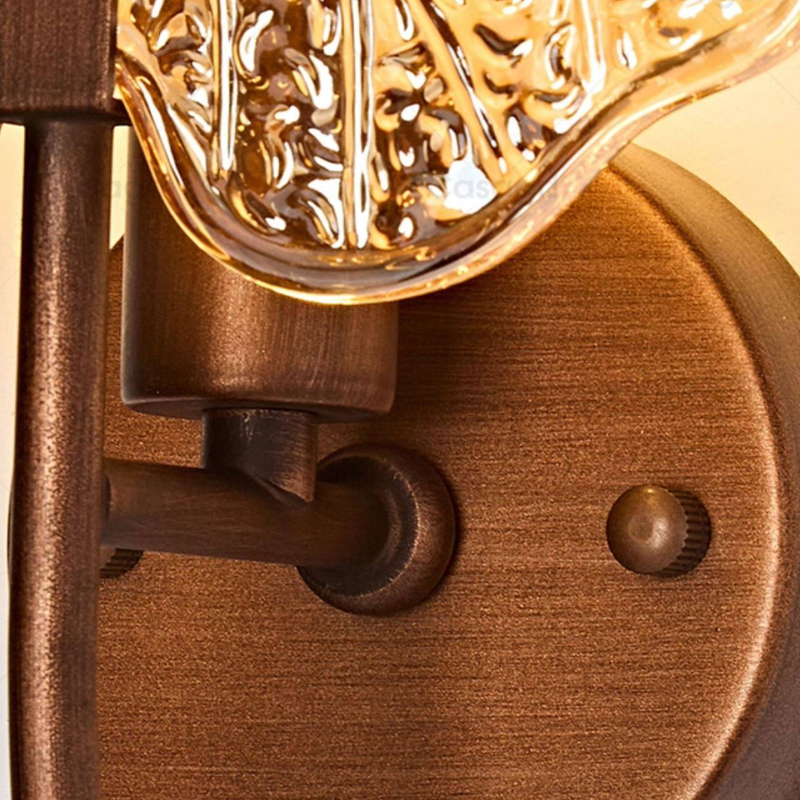 Round Glass Iron 1-Light Lotus-Shaped Wall Sconce Lamp