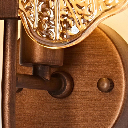 Round Glass Iron 1-Light Lotus-Shaped Wall Sconce Lamp
