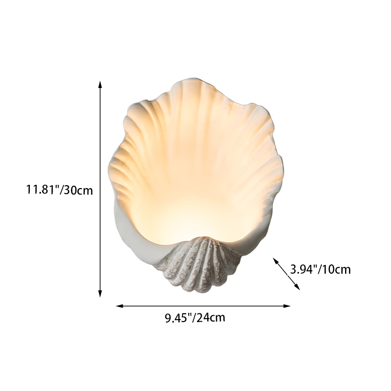 French Shell-Shaped Resin 1-Light Wall Sconce Lamp