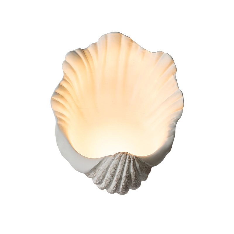 French Shell-Shaped Resin 1-Light Wall Sconce Lamp