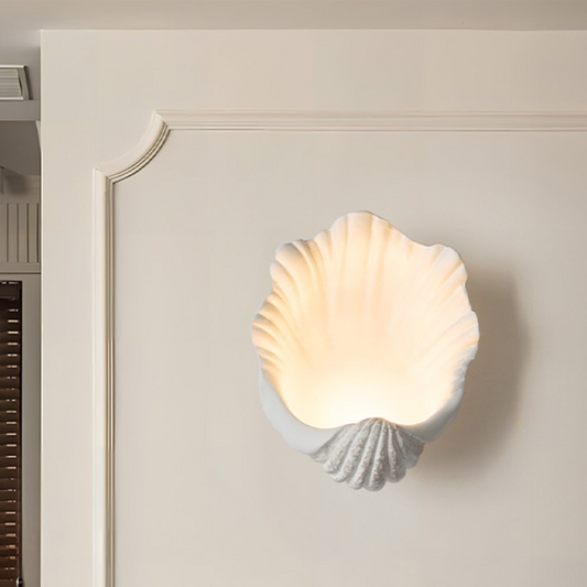 French Shell-Shaped Resin 1-Light Wall Sconce Lamp